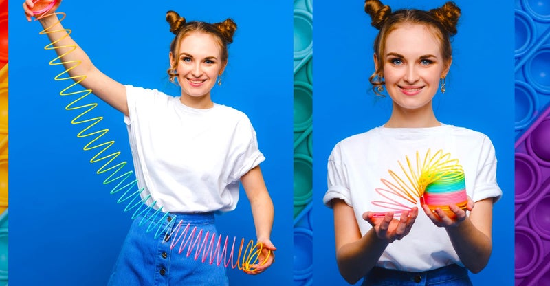 JA-RU Big Magic Rainbow Color Spring Pack (1 Unit) Original Plastic Coil Fidget Toy | Kids Toy for Girls & Boys | Colorful Neon Color Sensory Vintage Toys. Includes 1 Bouncy Ball. 1702-1B - Image 3